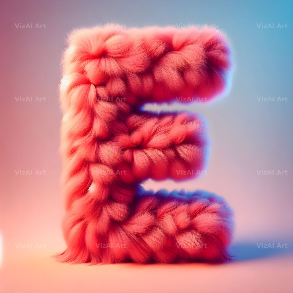 Pink Fur Fluff alphabet letter E