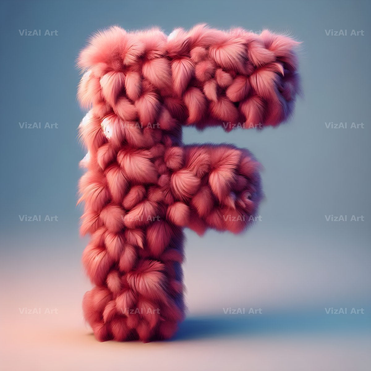 Pink Fur Fluff alphabet letter F