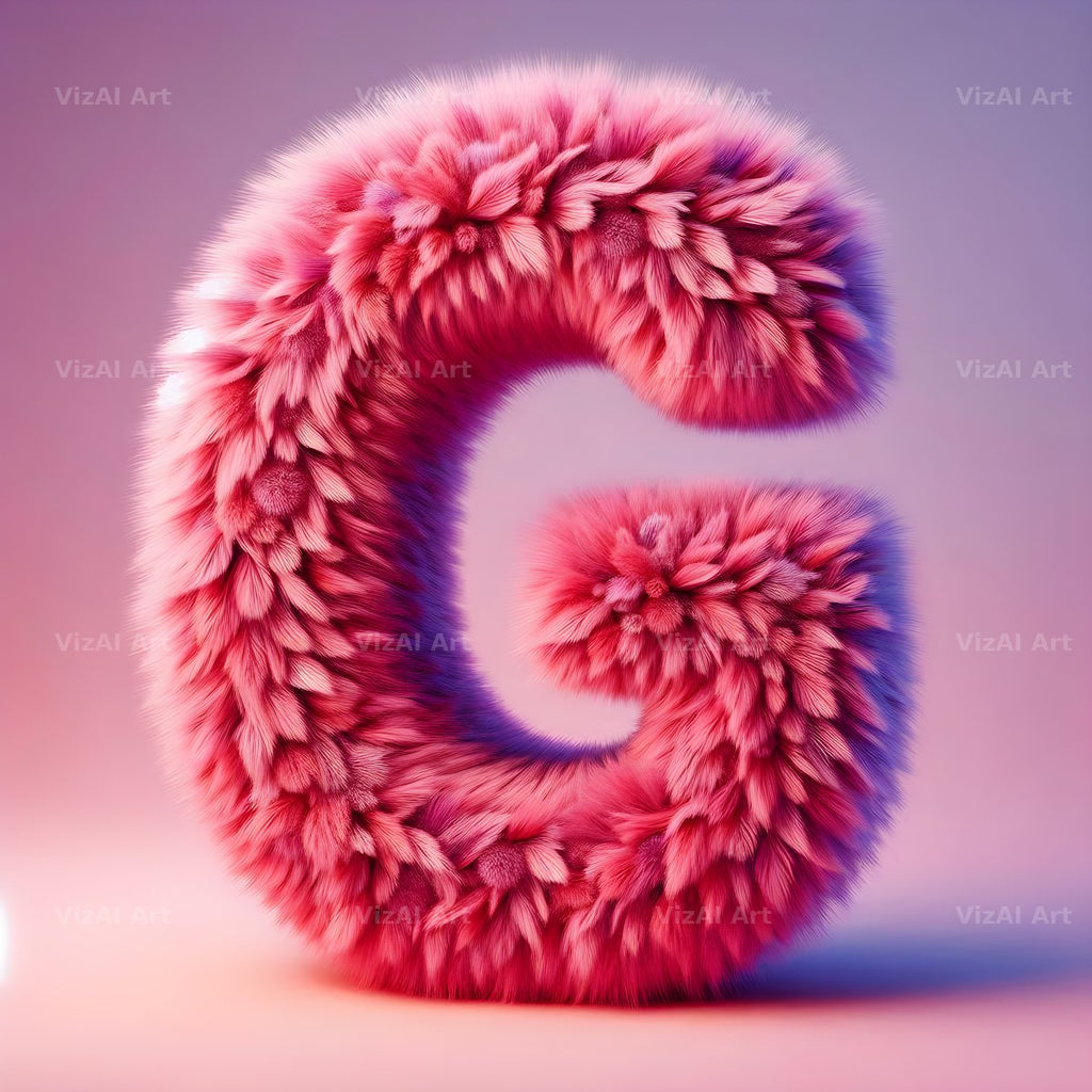 Pink Fur Fluff alphabet letter G