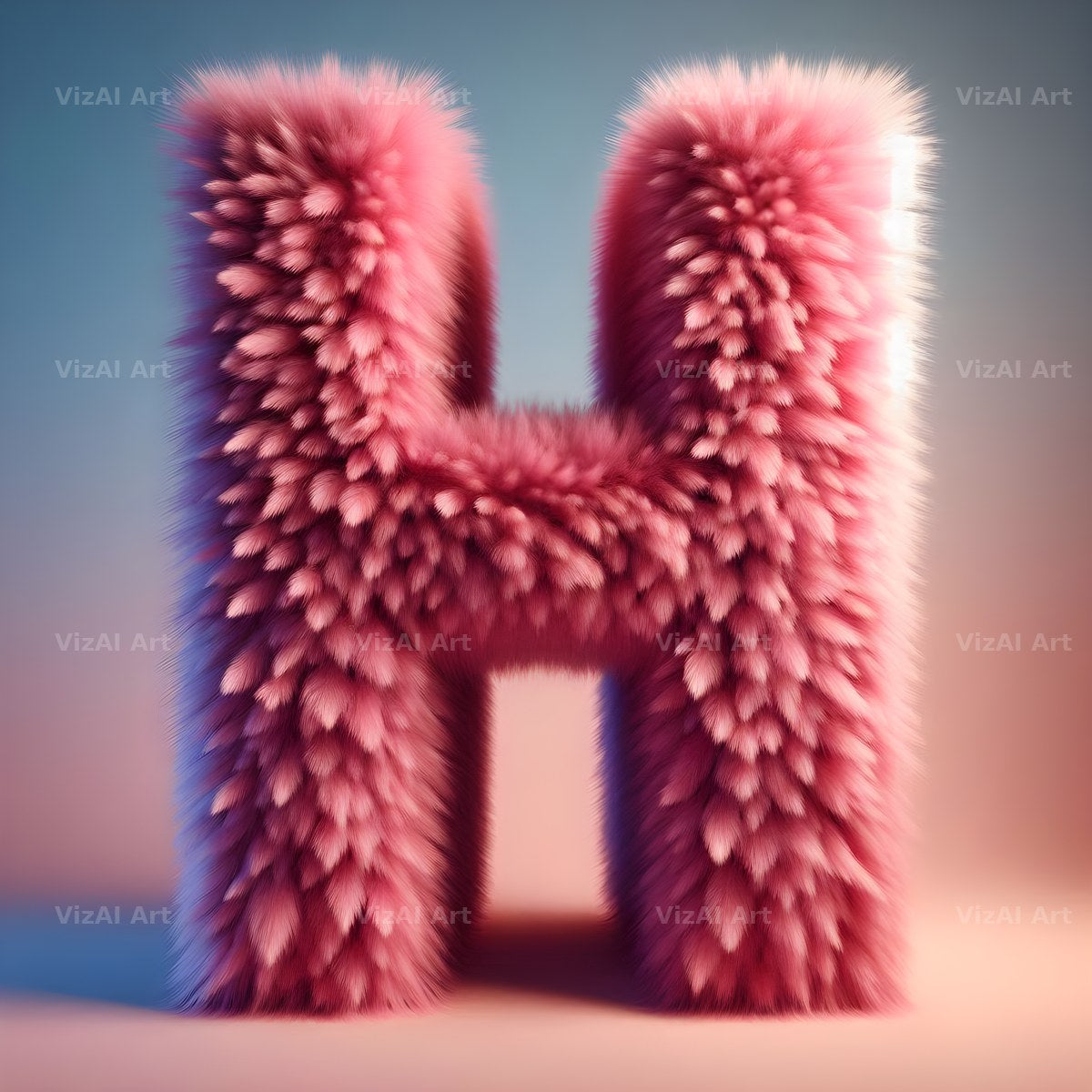 Pink Fur Fluff alphabet letter H
