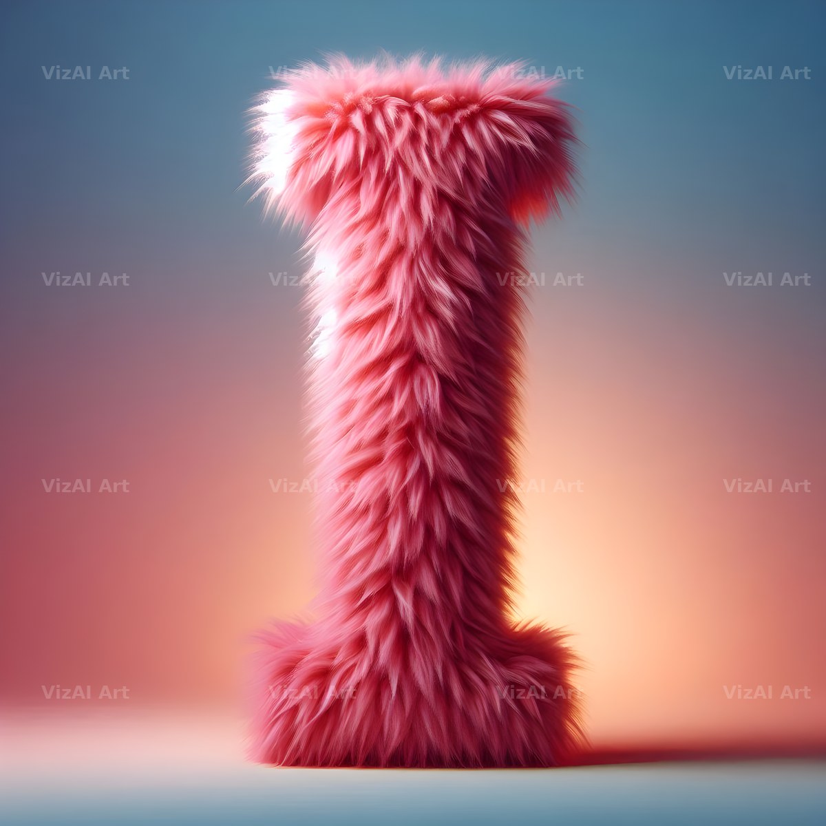 Pink Fur Fluff alphabet letter I