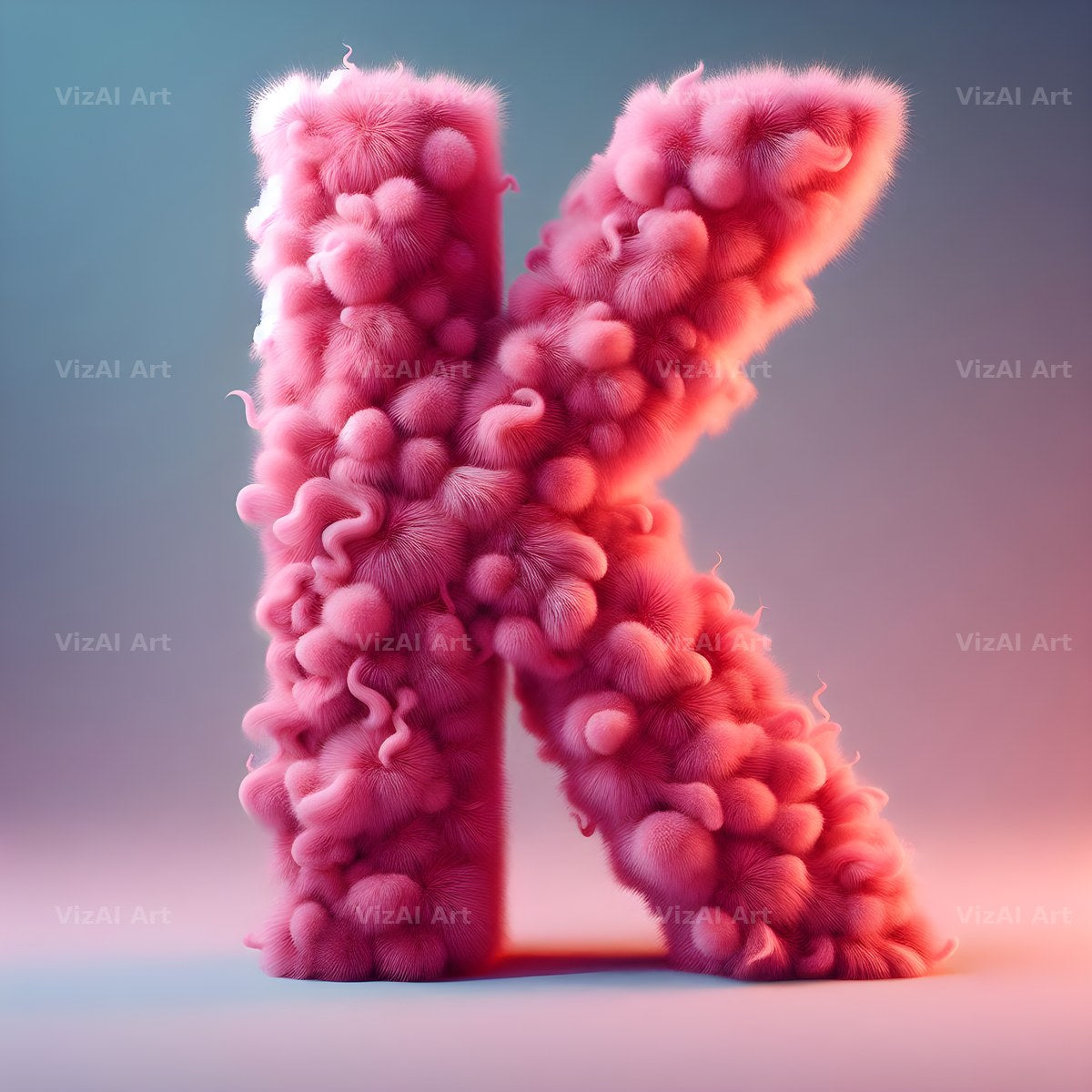 Pink Fur Fluff alphabet letter K