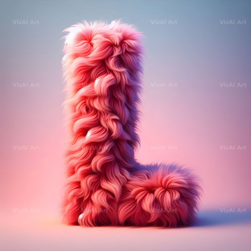 Pink Fur Fluff alphabet letter L