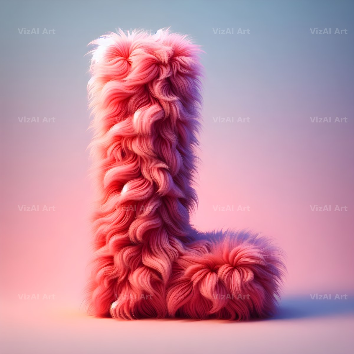 Pink Fur Fluff alphabet letter L