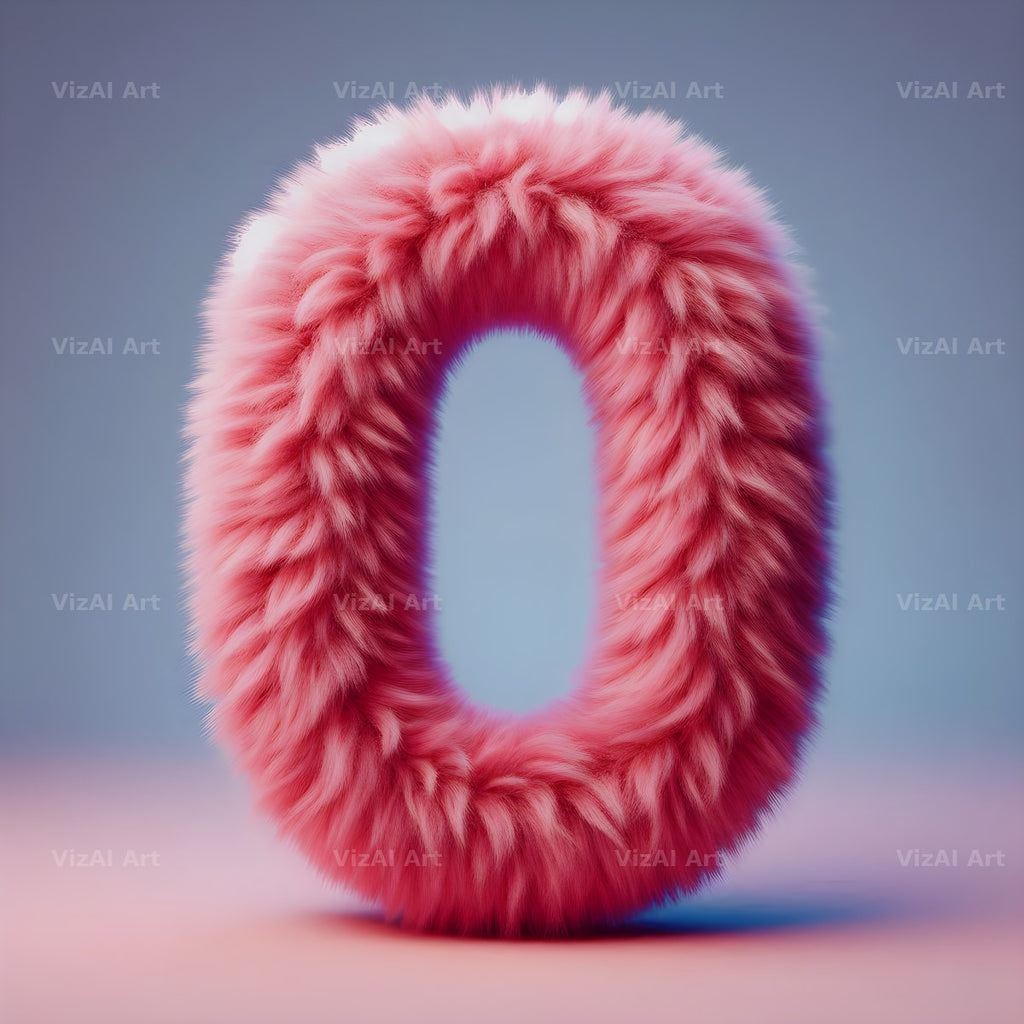 Pink Fur Fluff alphabet letter O