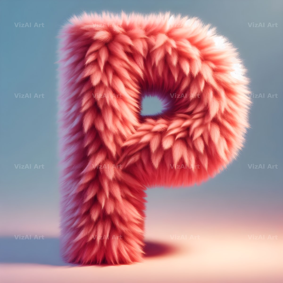 Pink Fur Fluff alphabet letter P