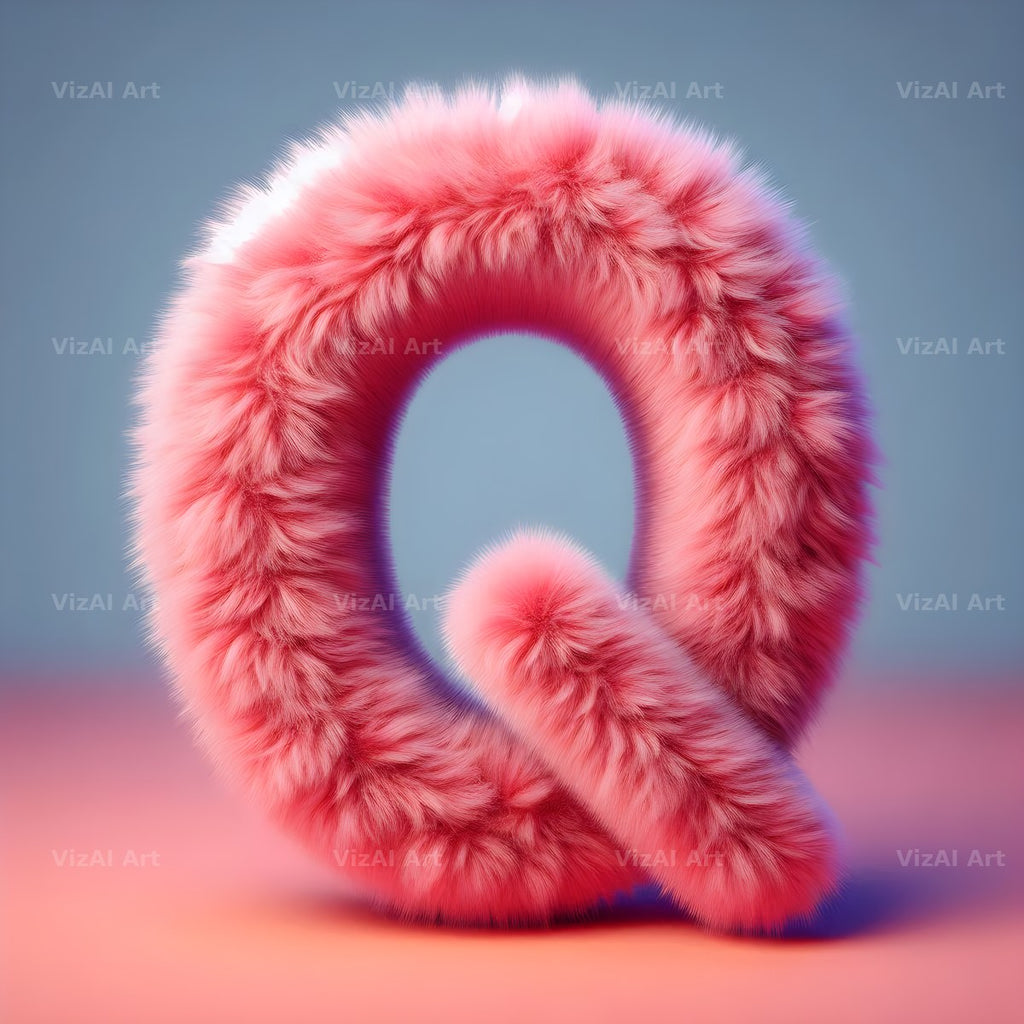Pink Fur Fluff alphabet letter Q