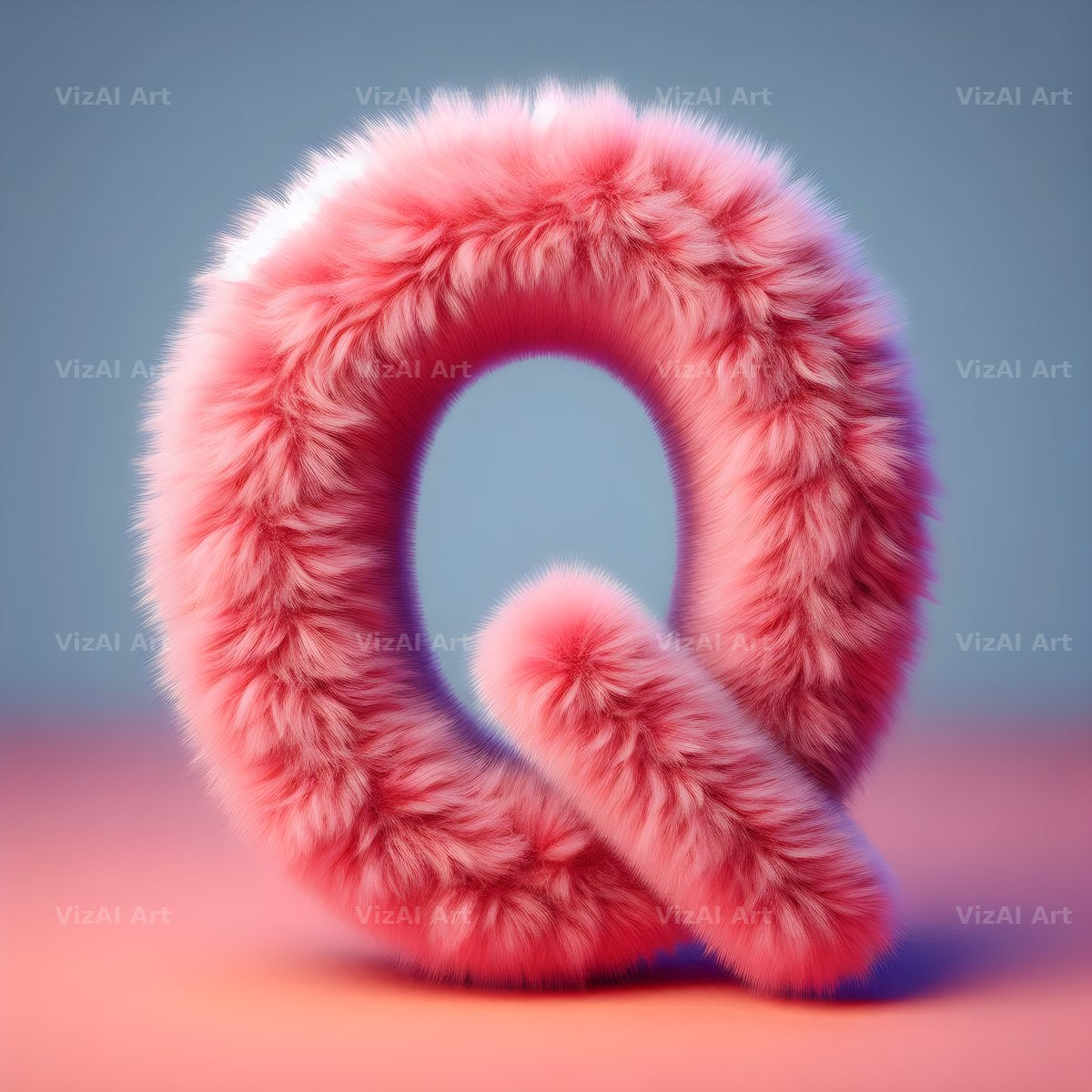 Pink Fur Fluff alphabet letter Q