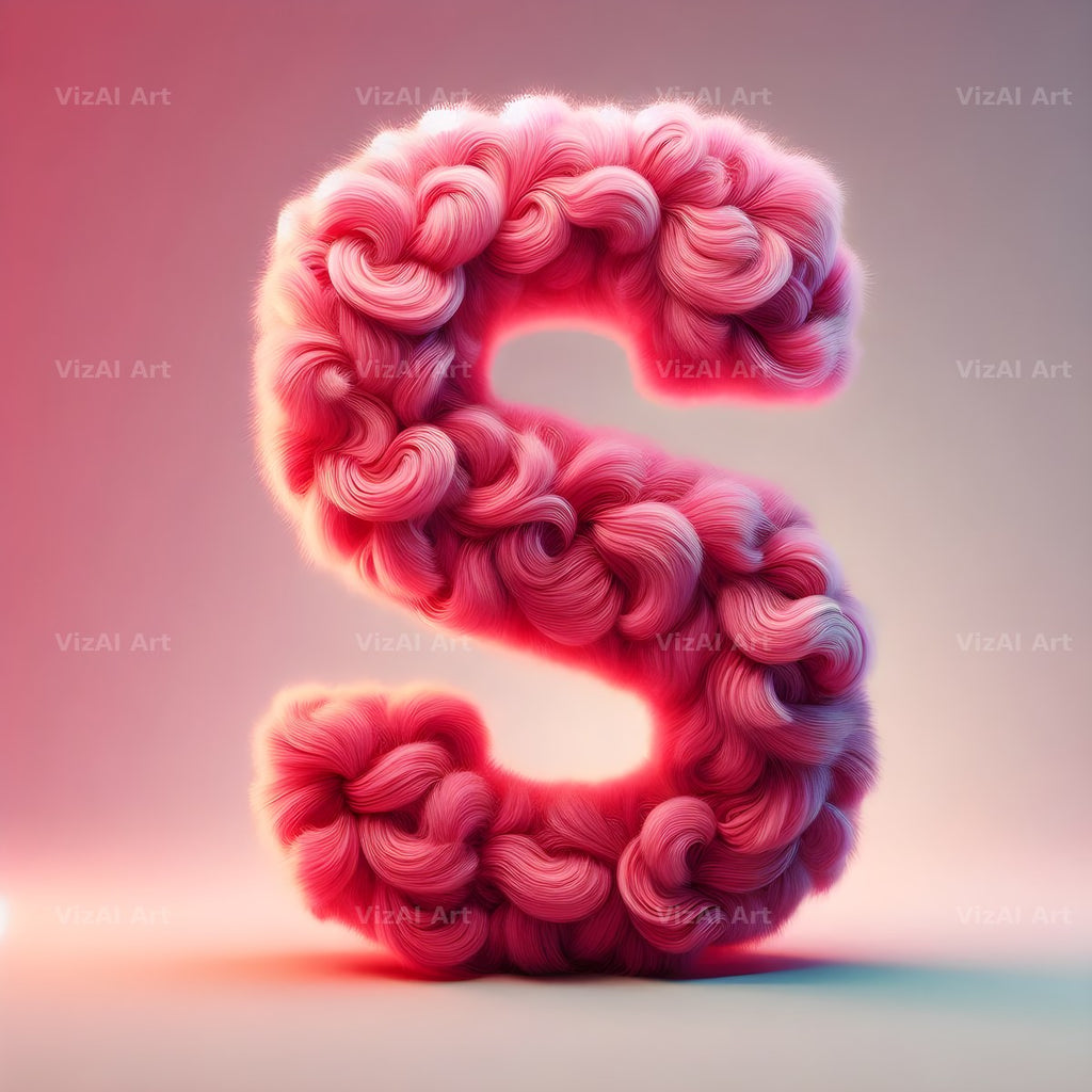 Pink Fur Fluff alphabet letter S