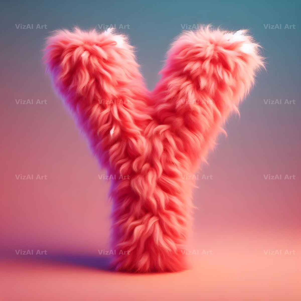 Pink Fur Fluff alphabet letter Y