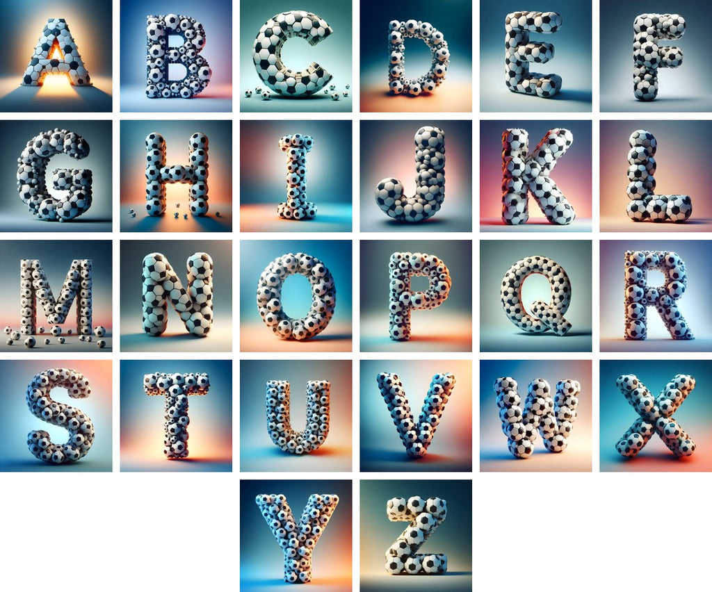 Football Match Ball alphabet — all 26 letters