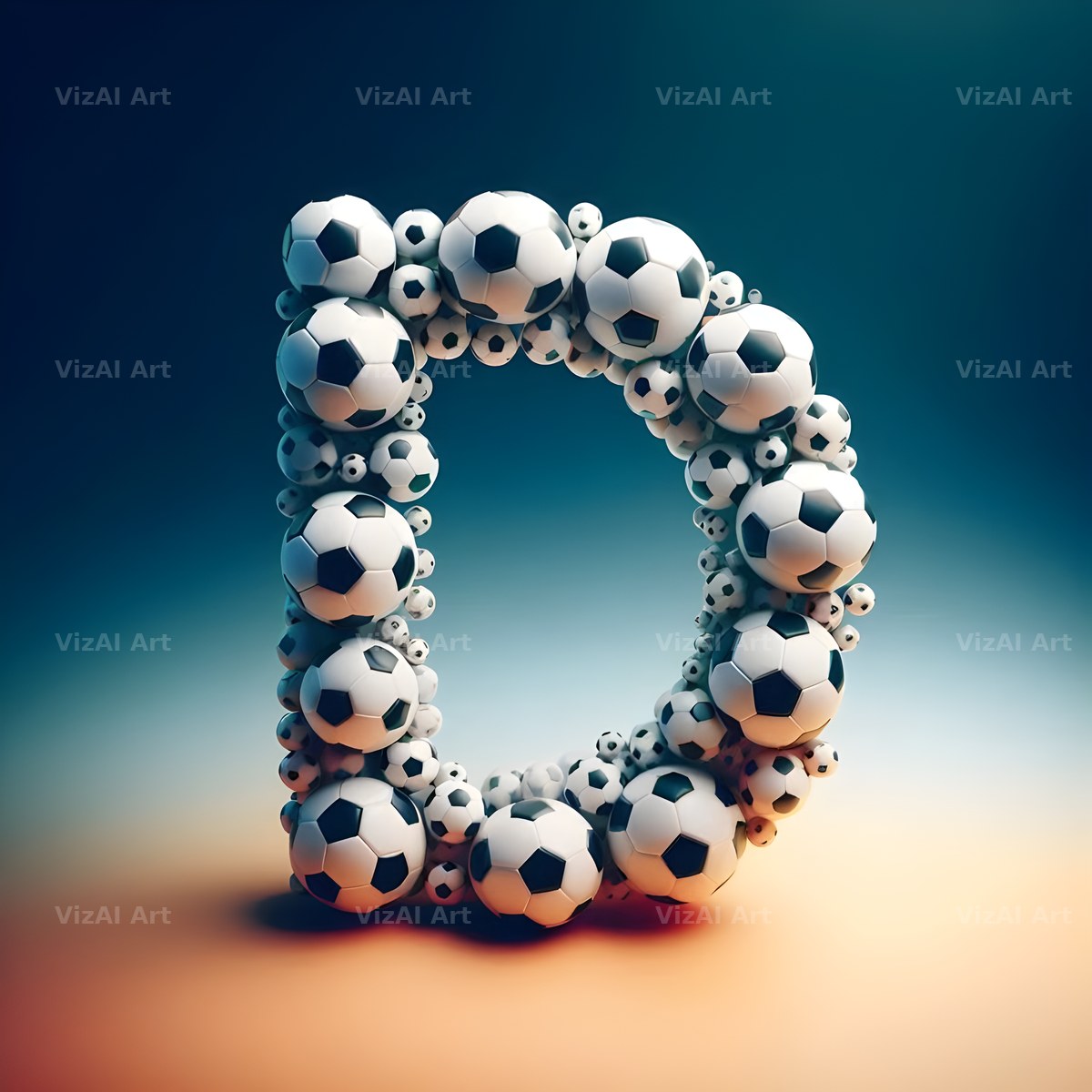 Football Match Ball alphabet letter D