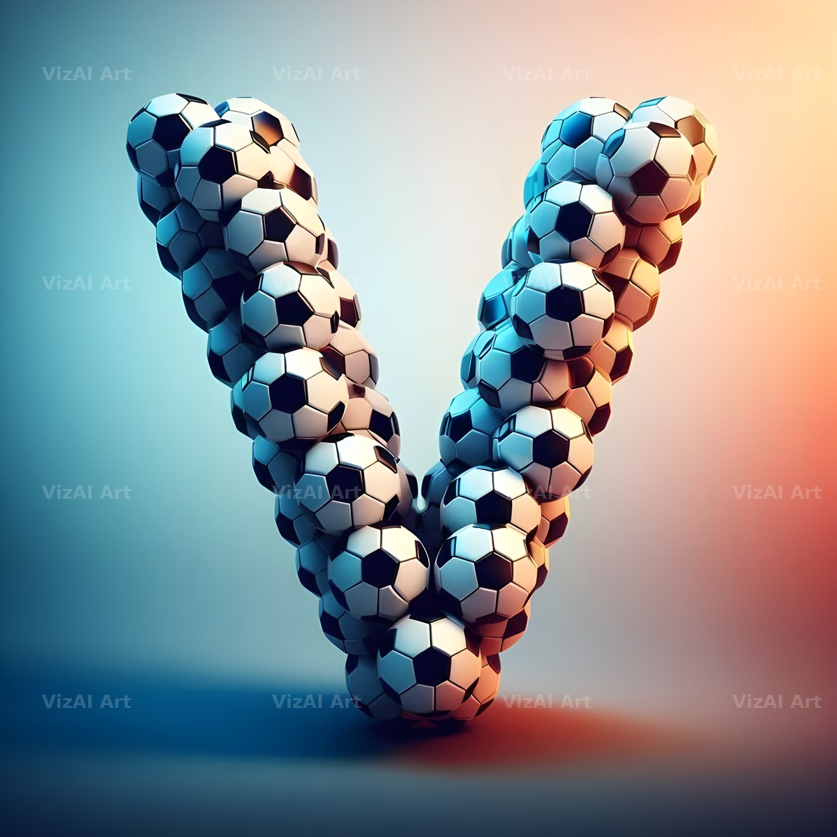 Football Match Ball alphabet letter V
