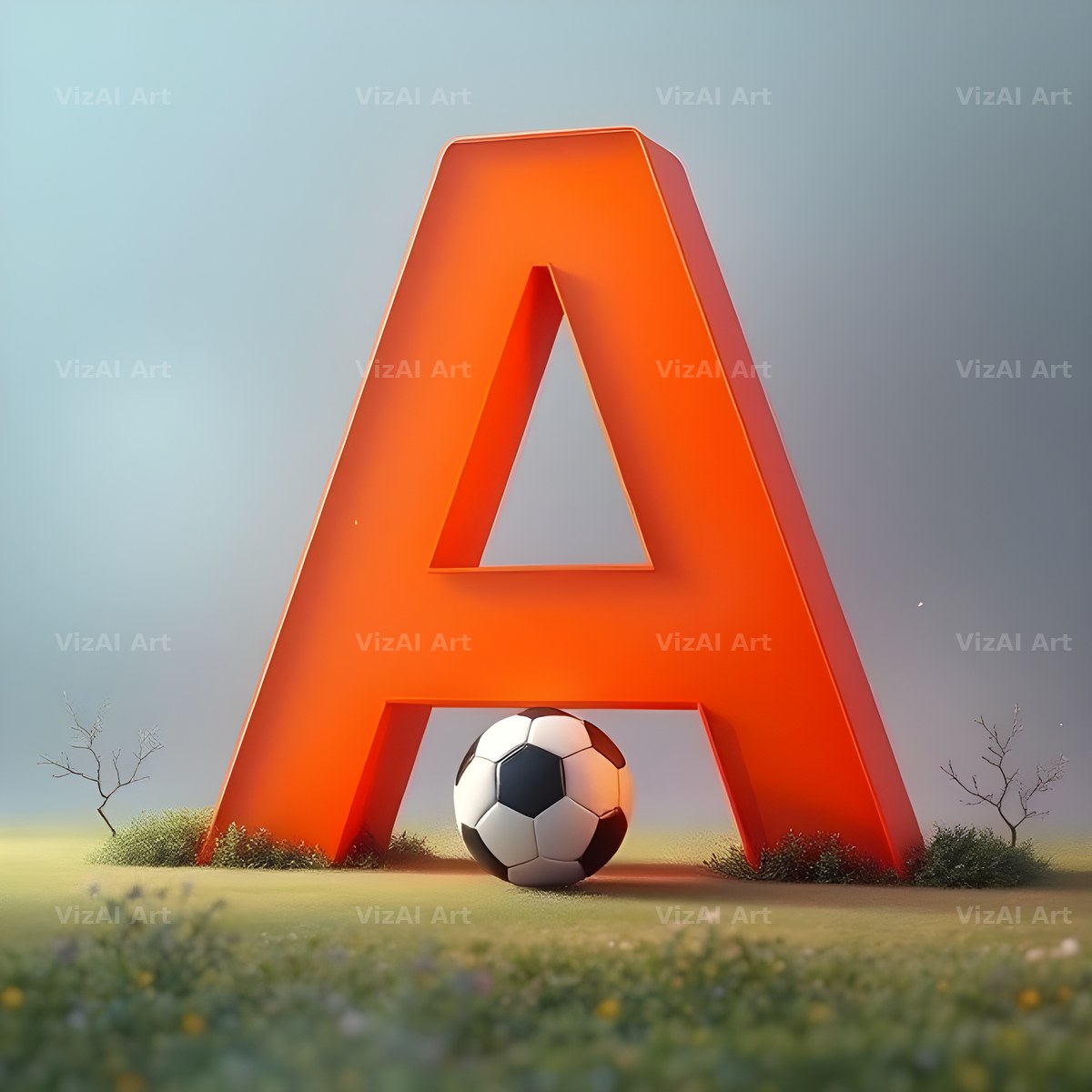 Football Sunset Pitch alphabet letter A