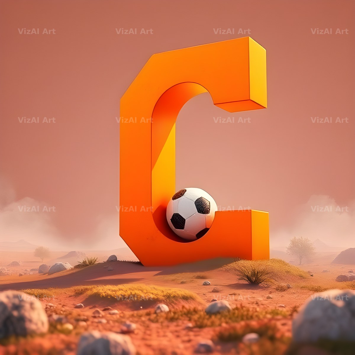 Football Sunset Pitch alphabet letter C