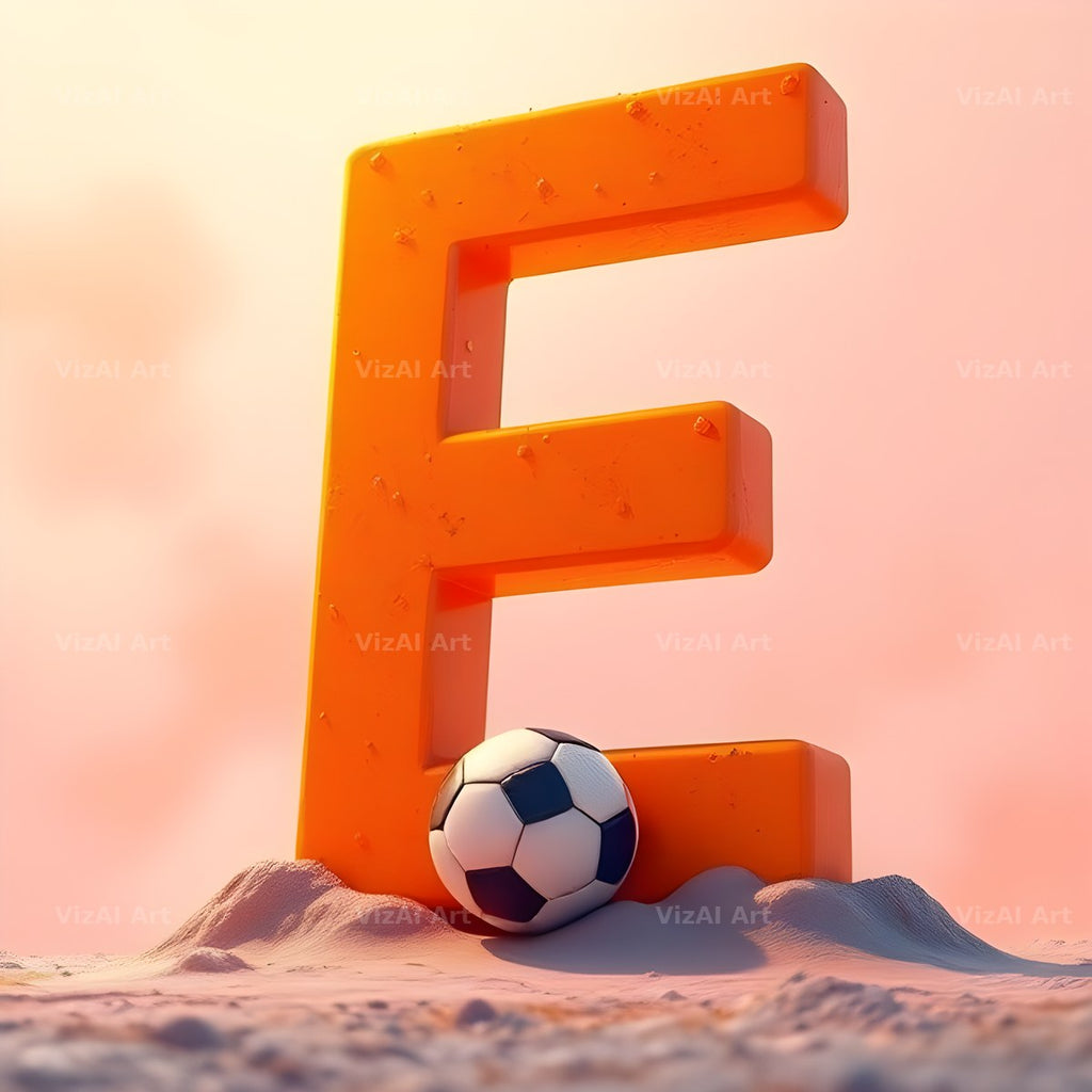 Football Sunset Pitch alphabet letter E