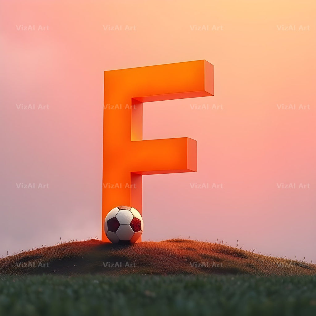 Football Sunset Pitch alphabet letter F