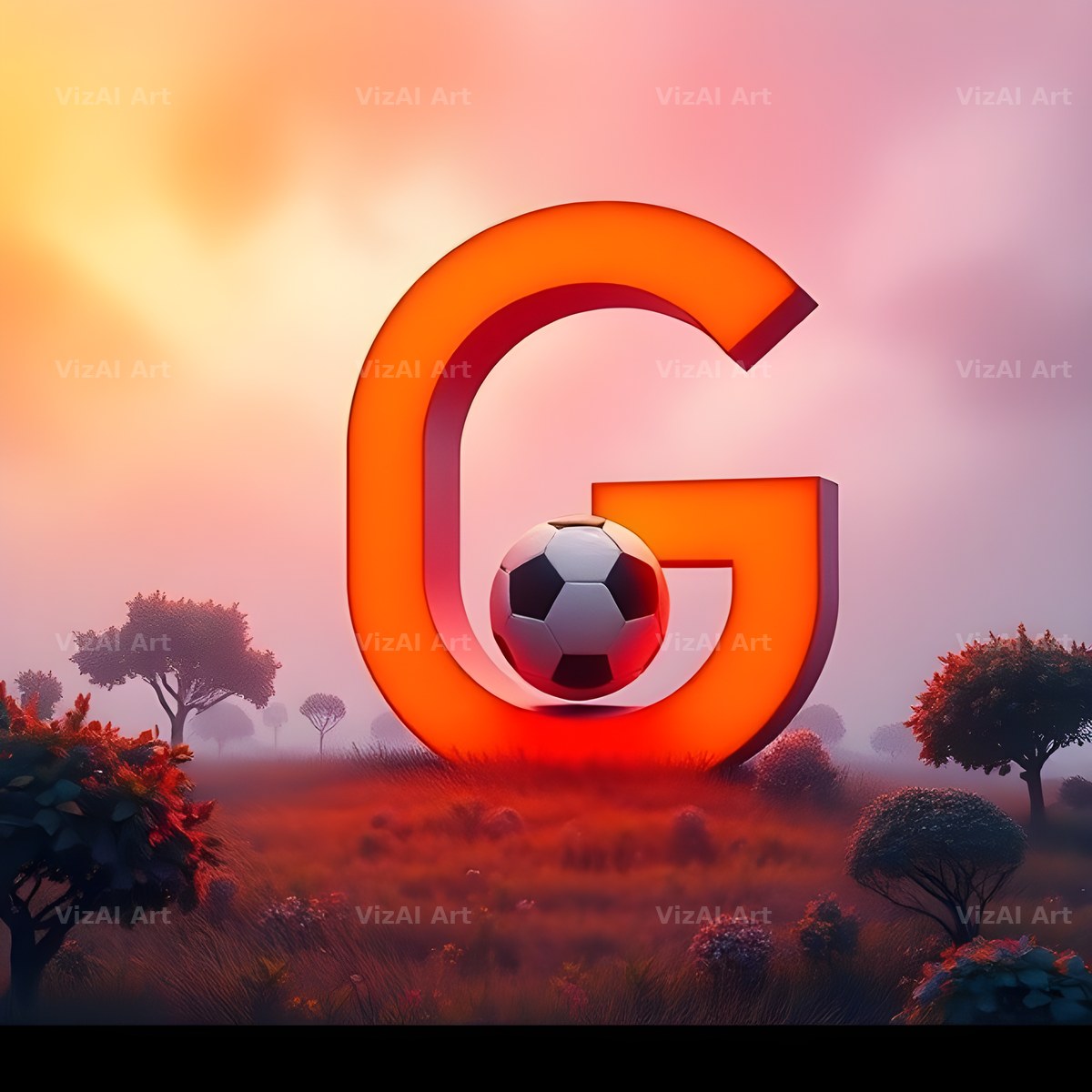 Football Sunset Pitch alphabet letter G