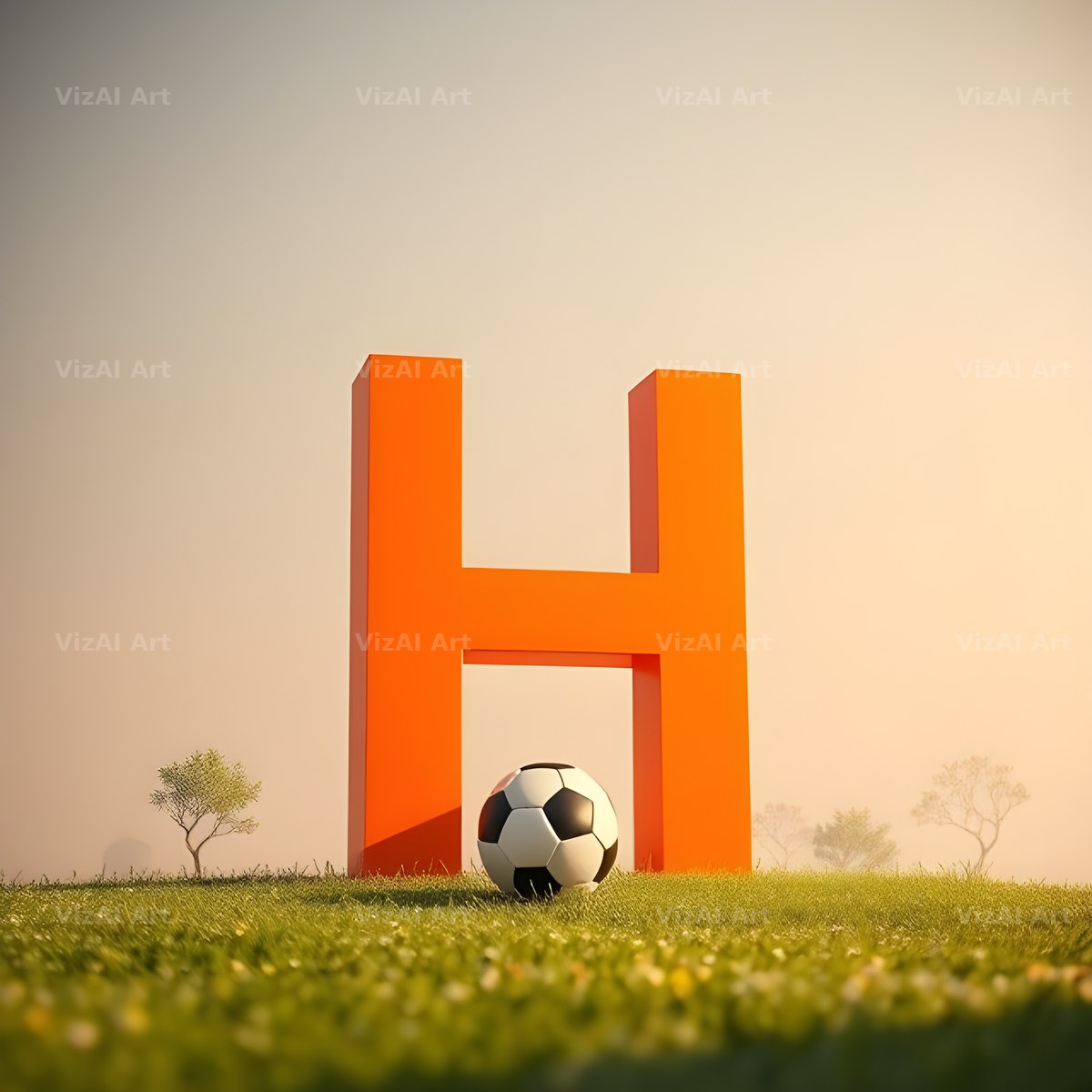 Football Sunset Pitch alphabet letter H