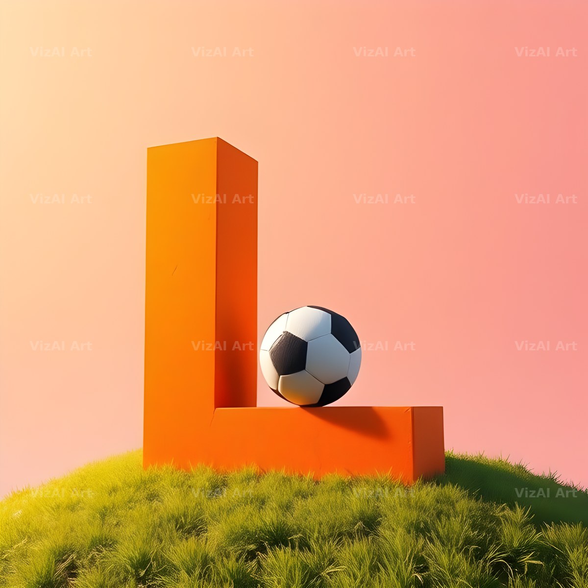 Football Sunset Pitch alphabet letter L