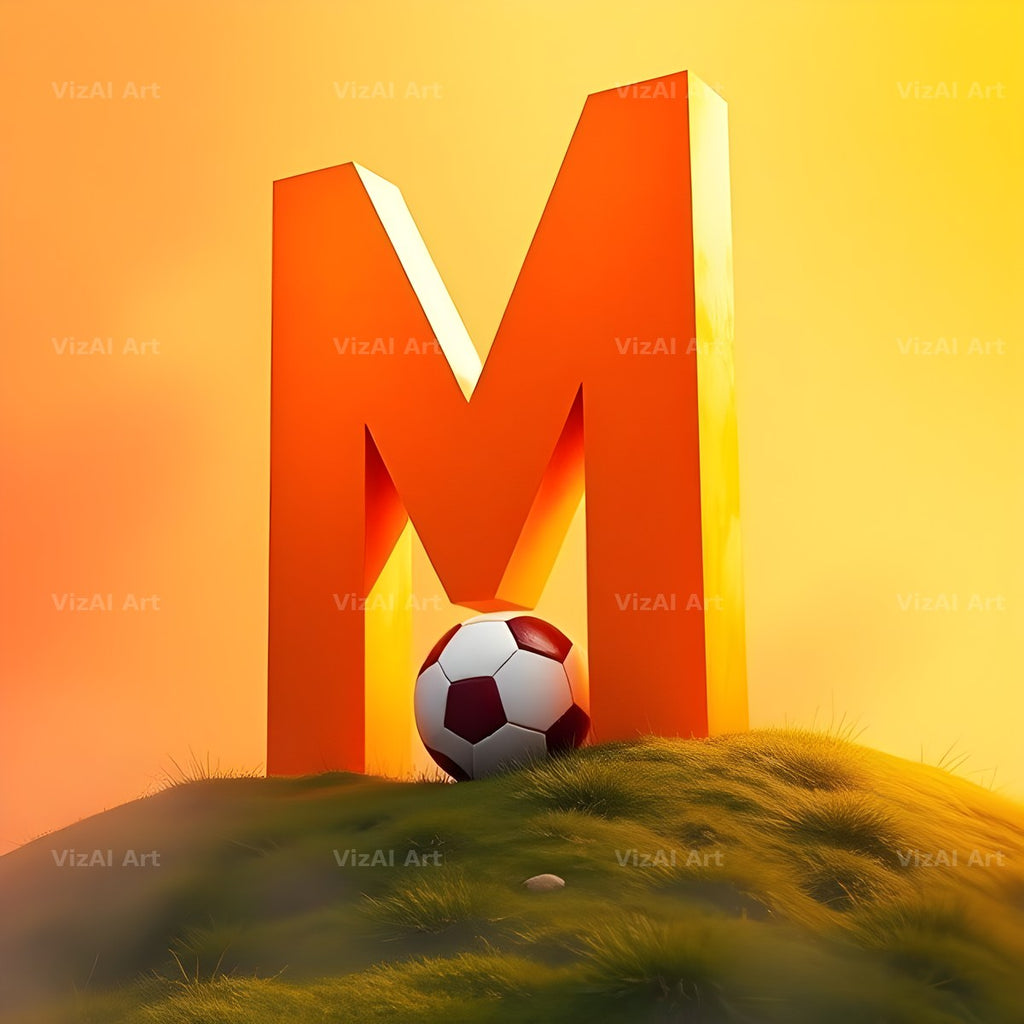Football Sunset Pitch alphabet letter M