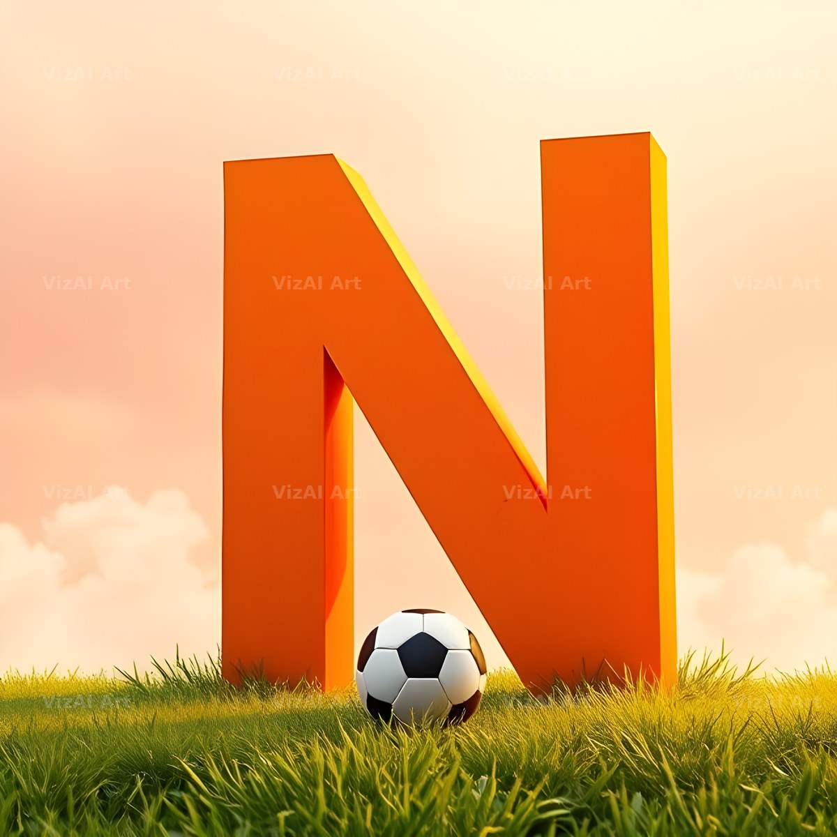 Football Sunset Pitch alphabet letter N