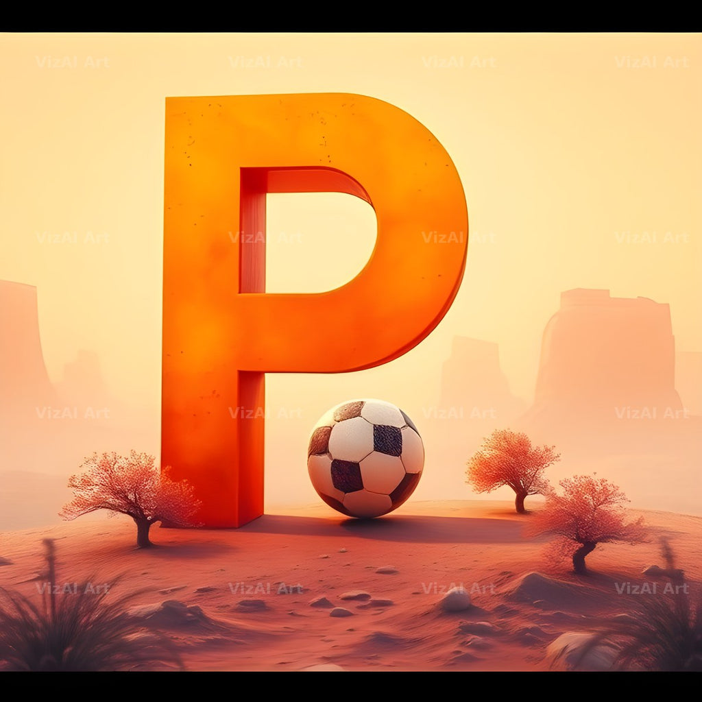 Football Sunset Pitch alphabet letter P