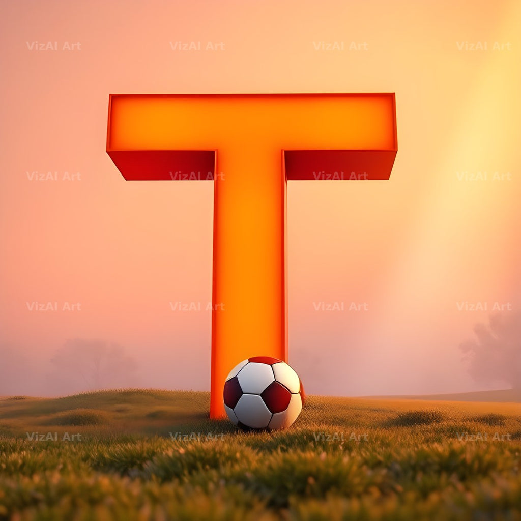 Football Sunset Pitch alphabet letter T