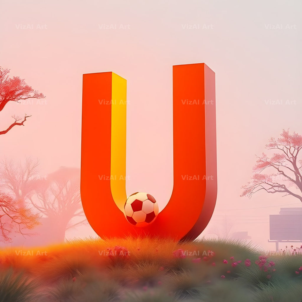Football Sunset Pitch alphabet letter U