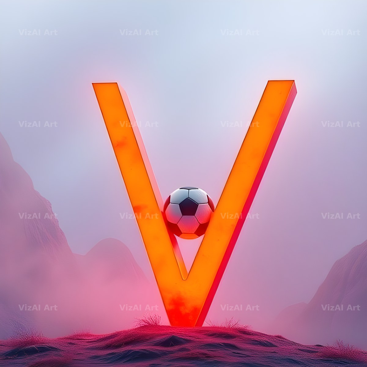 Football Sunset Pitch alphabet letter V