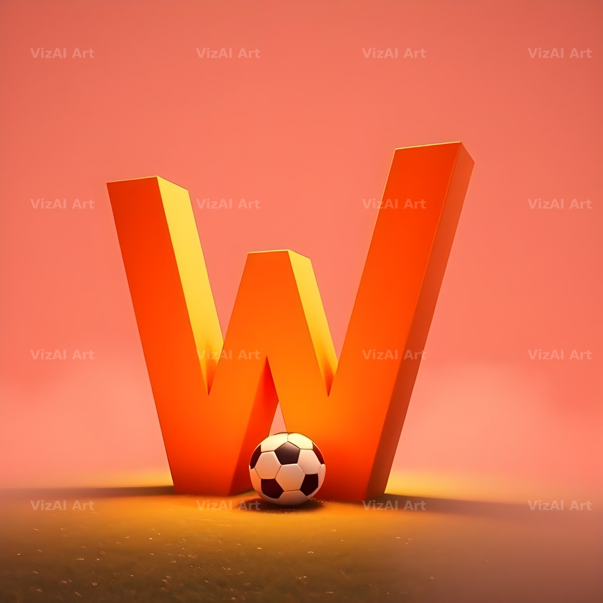Football Sunset Pitch alphabet letter W