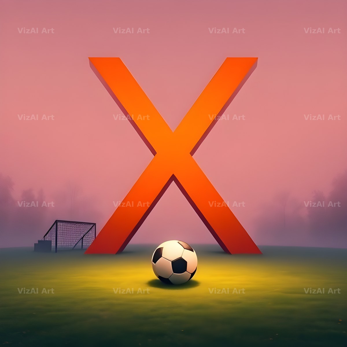Football Sunset Pitch alphabet letter X