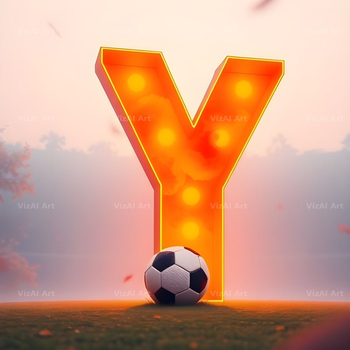 Football Sunset Pitch alphabet letter Y