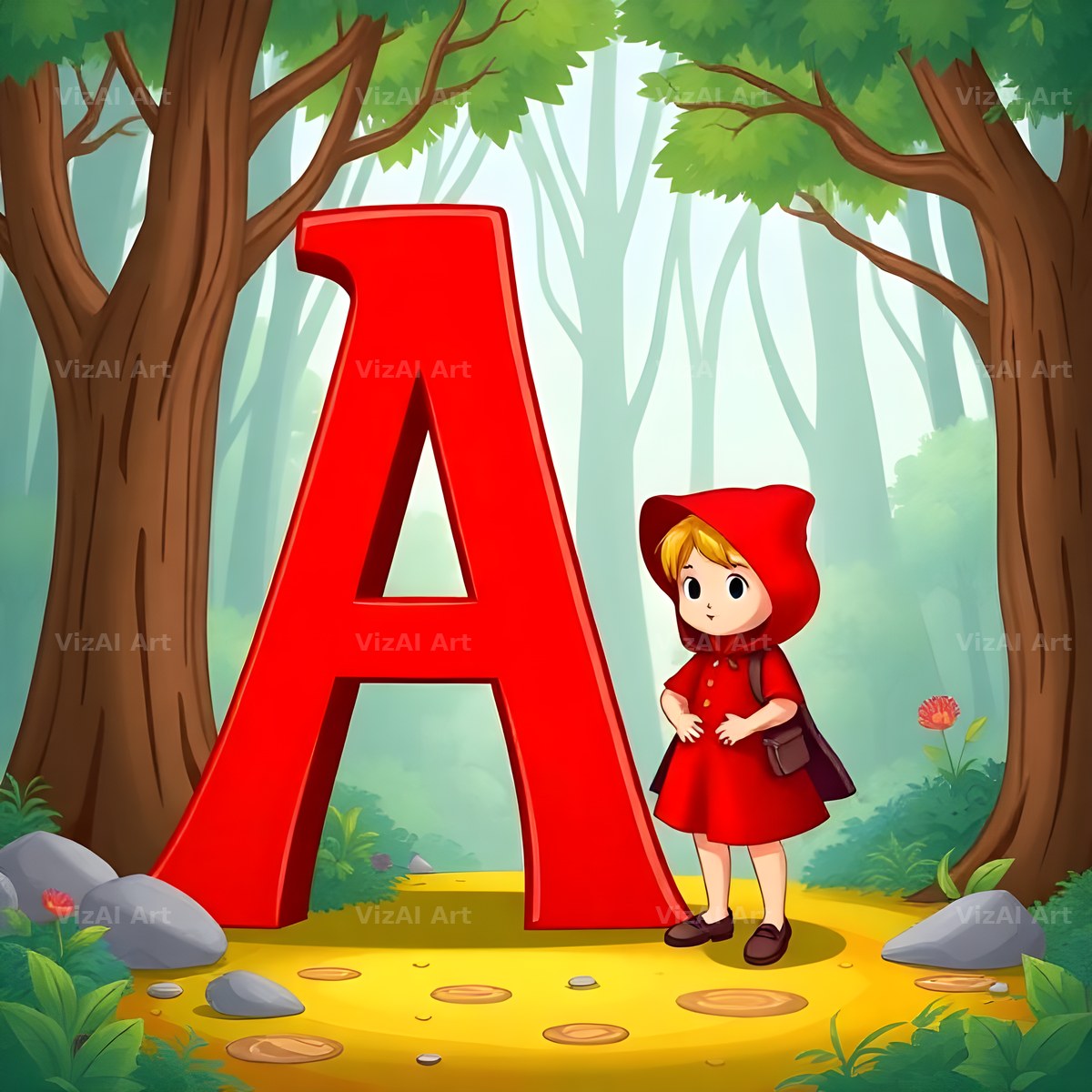 Red Riding Hood Forest alphabet letter A