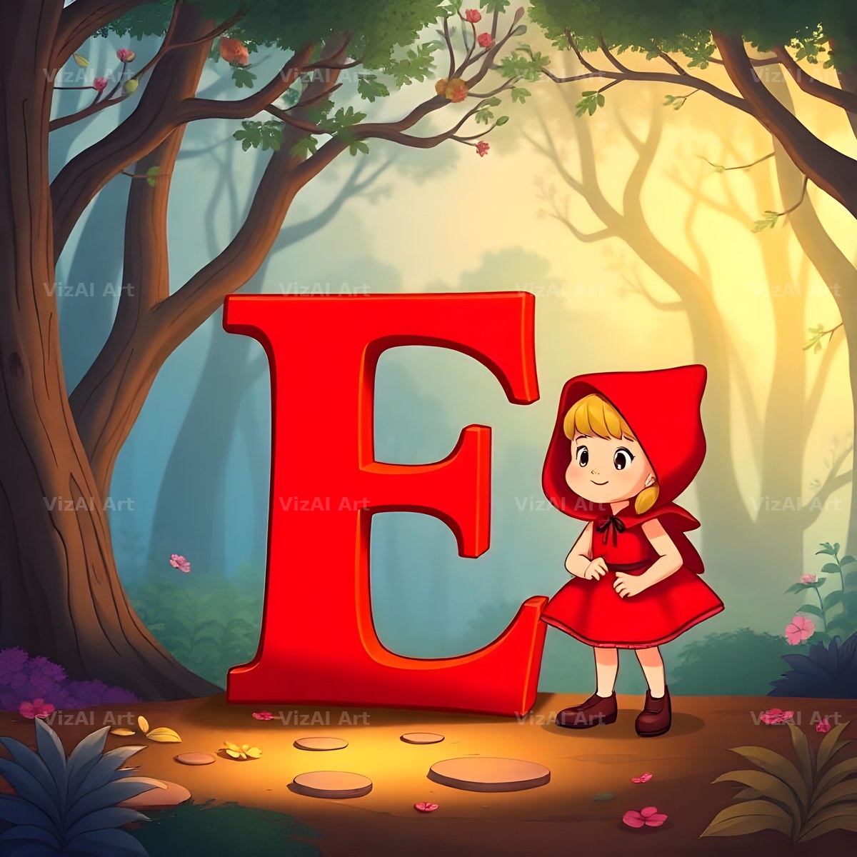 Red Riding Hood Forest alphabet letter E