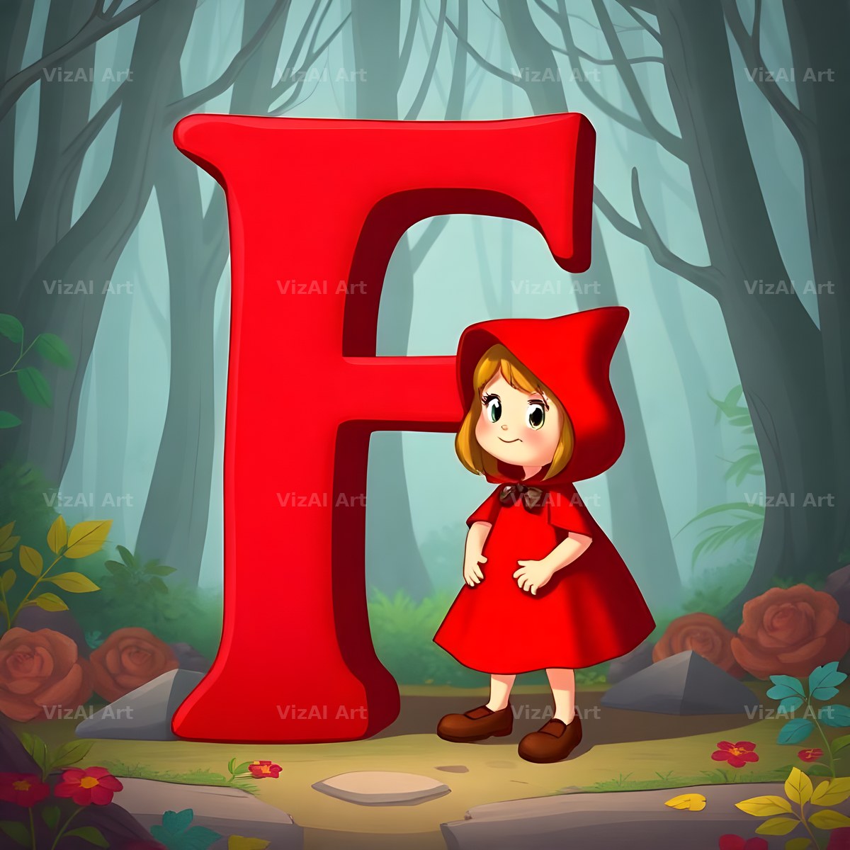 Red Riding Hood Forest alphabet letter F