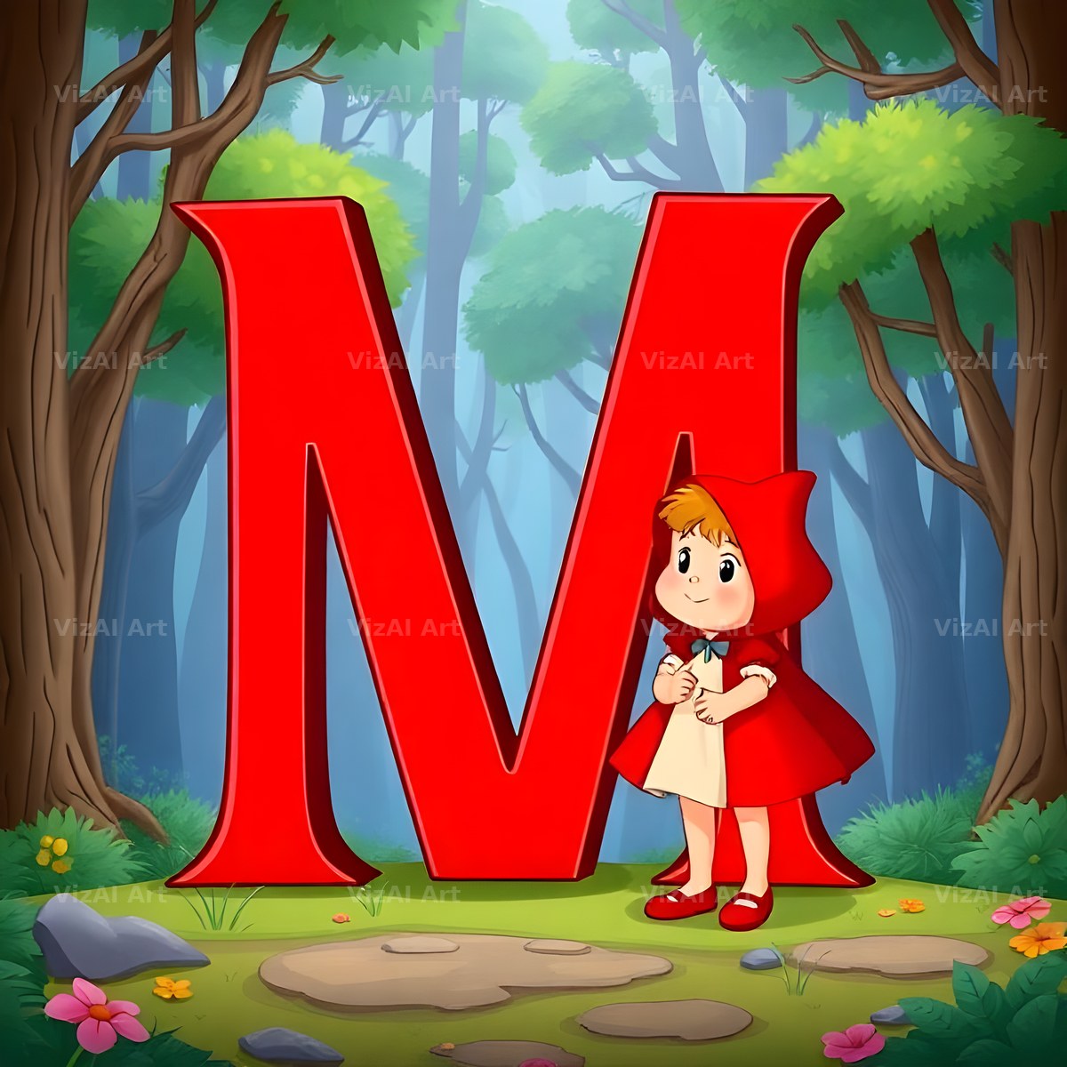 Red Riding Hood Forest alphabet letter M