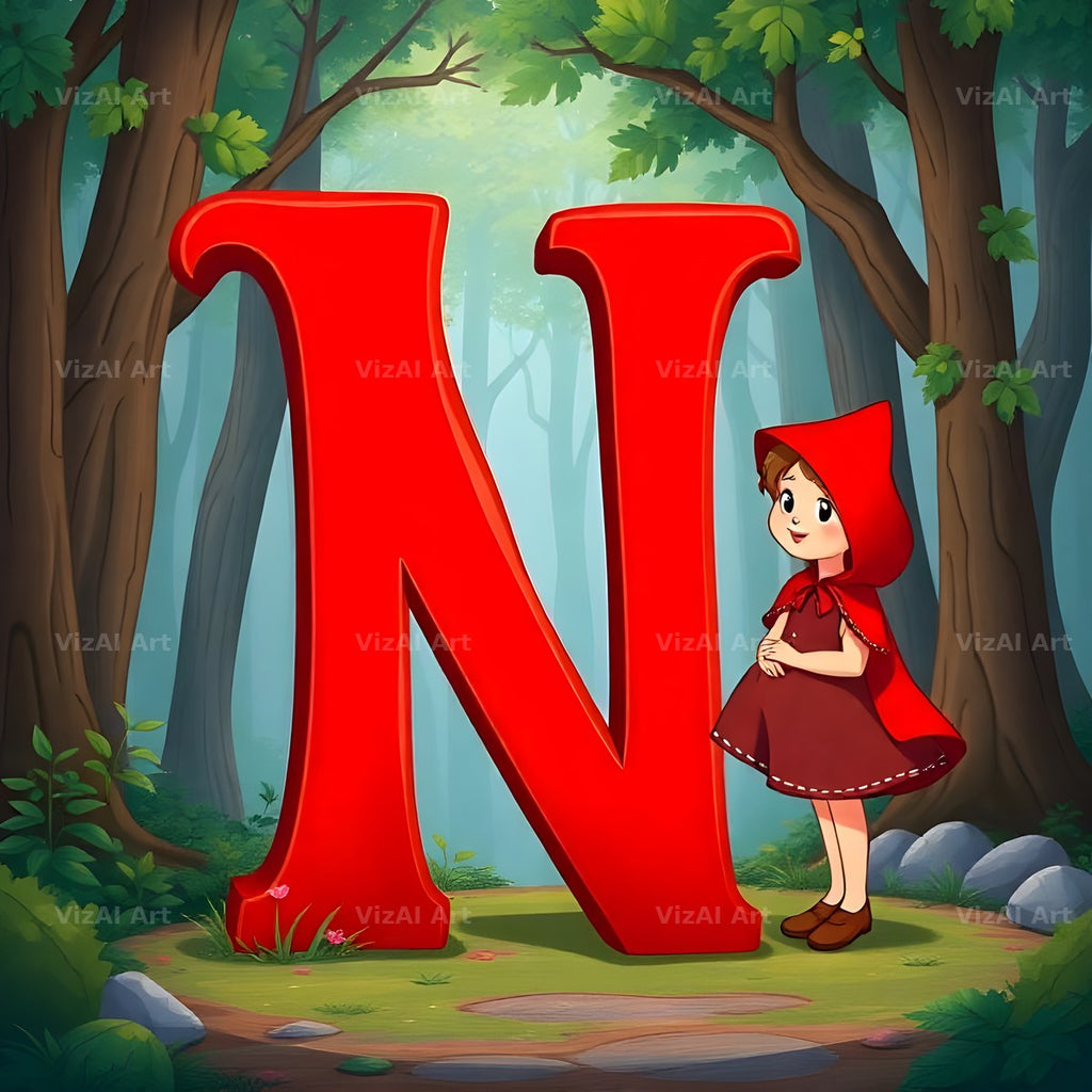 Red Riding Hood Forest alphabet letter N