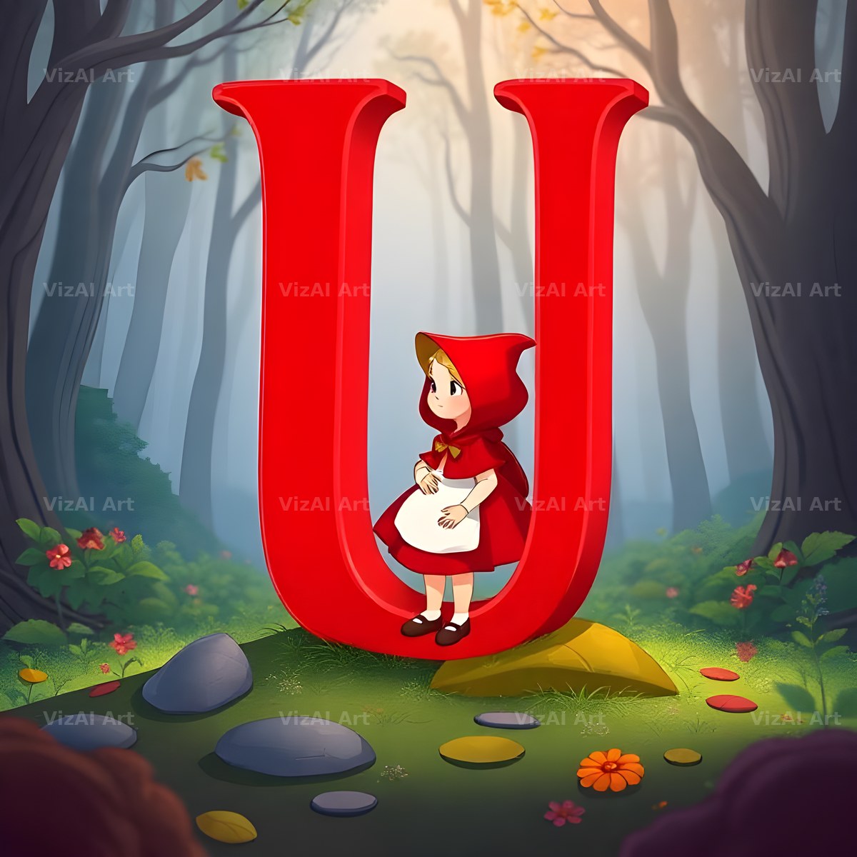 Red Riding Hood Forest alphabet letter U