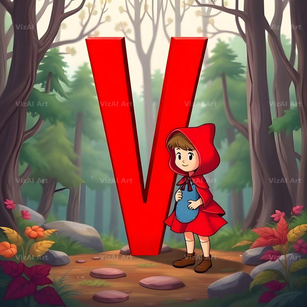 Red Riding Hood Forest alphabet letter V