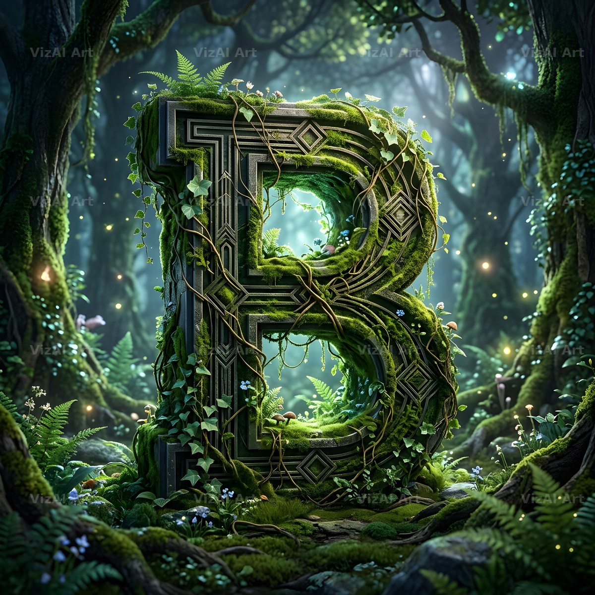 Forest Vine Canopy alphabet letter B