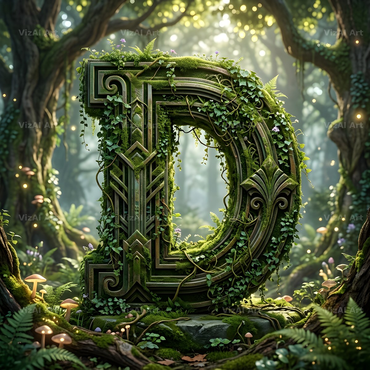 Forest Vine Canopy alphabet letter D