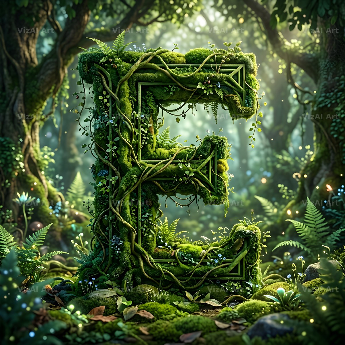 Forest Vine Canopy alphabet letter E