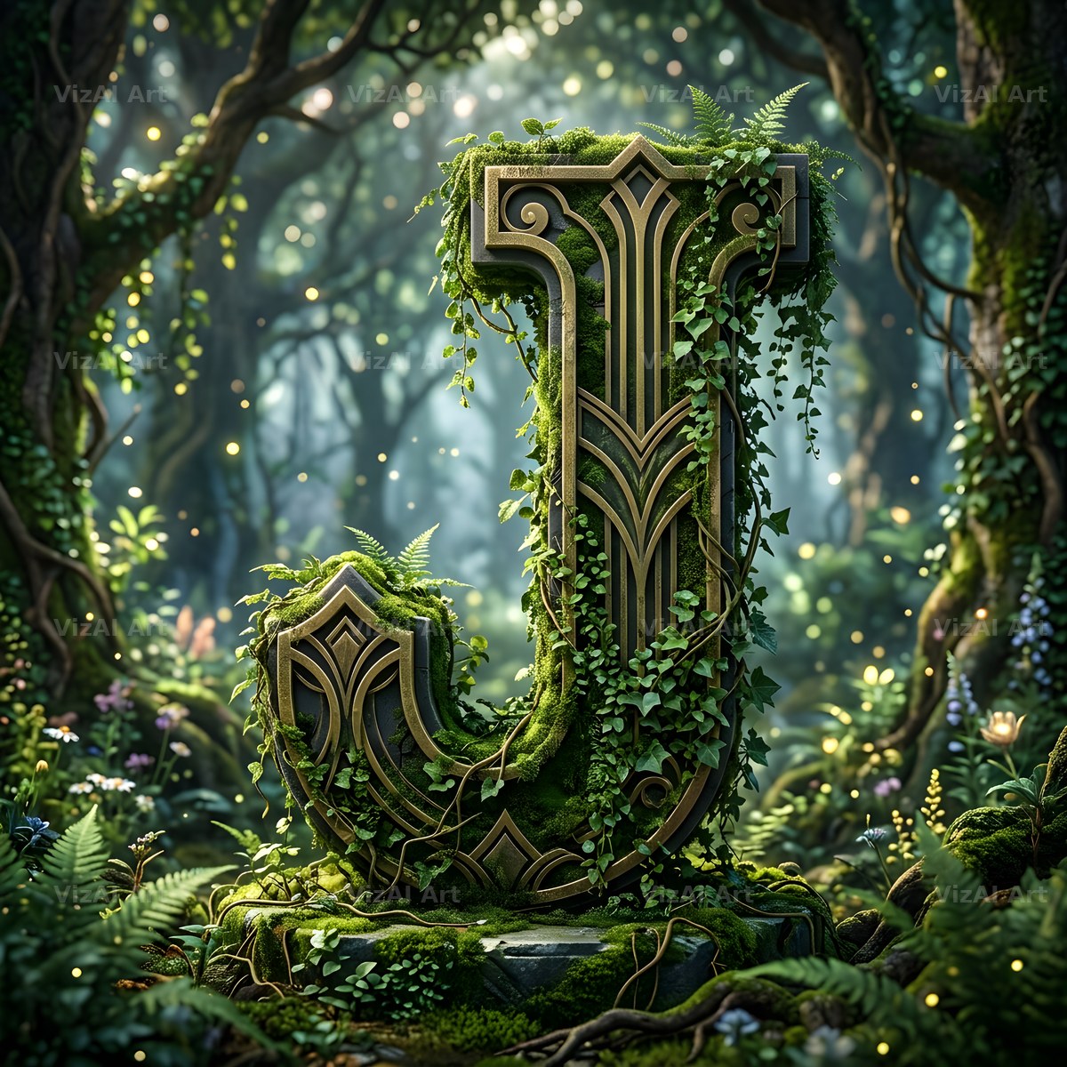 Forest Vine Canopy alphabet letter J