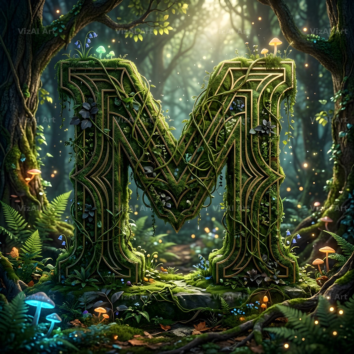 Forest Vine Canopy alphabet letter M