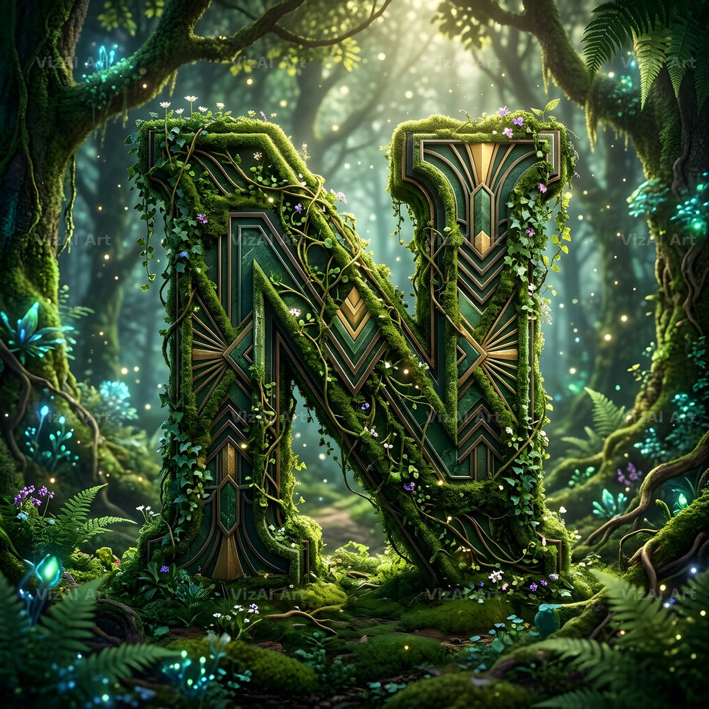 Forest Vine Canopy alphabet letter N