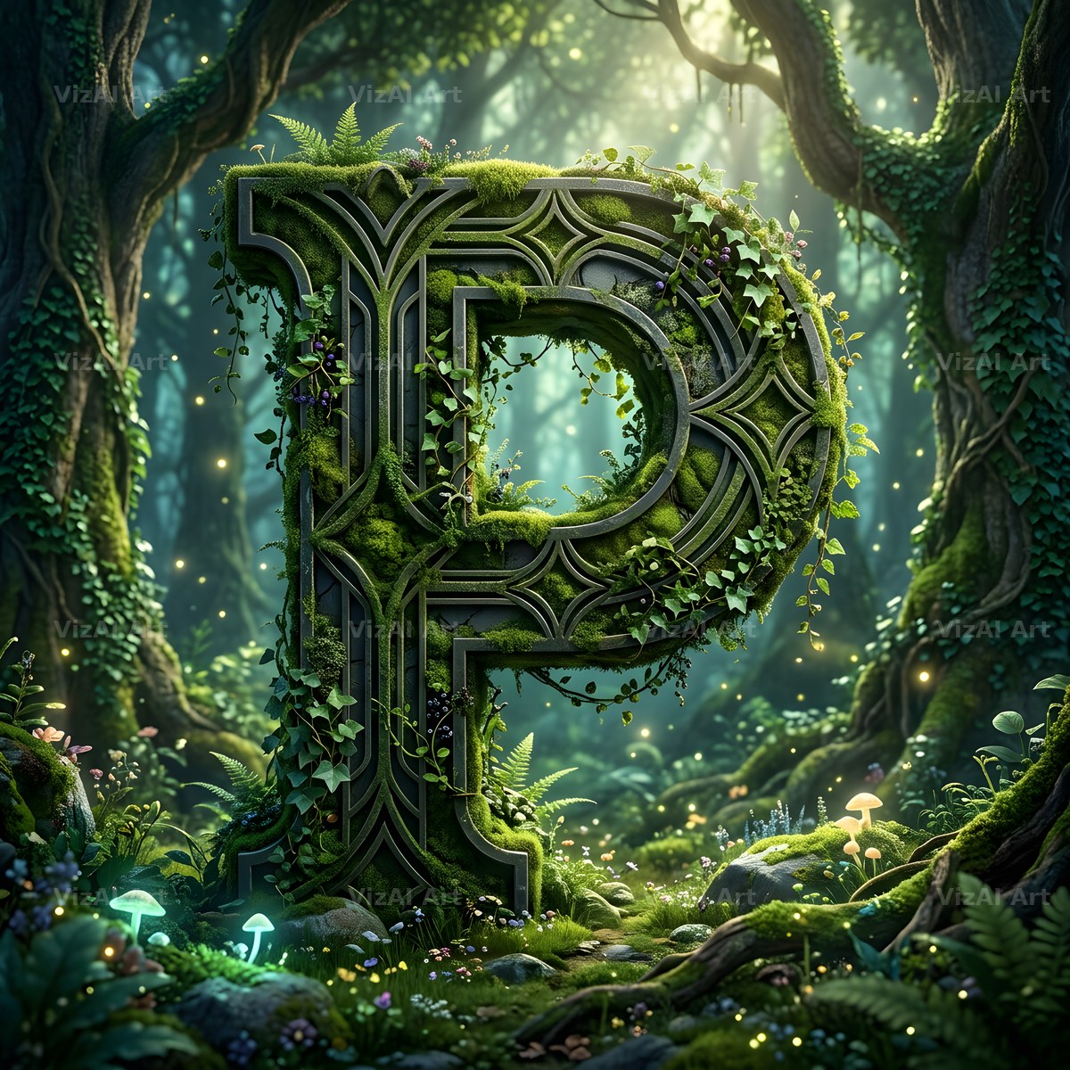 Forest Vine Canopy alphabet letter P