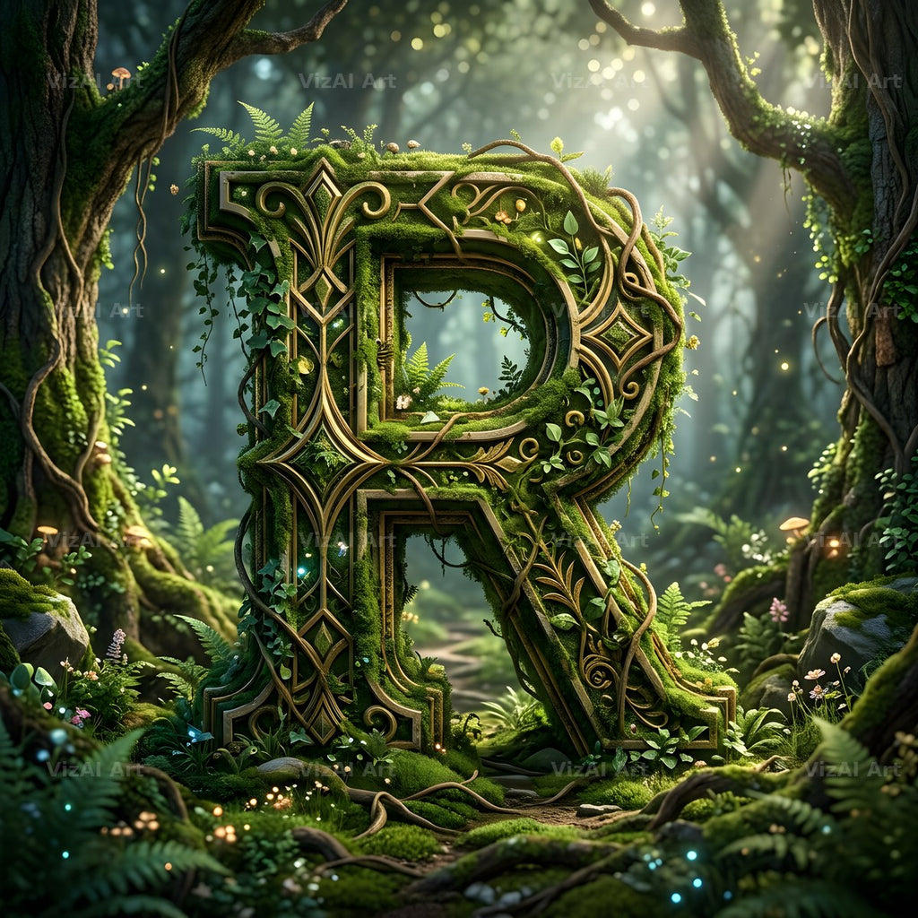 Forest Vine Canopy alphabet letter R
