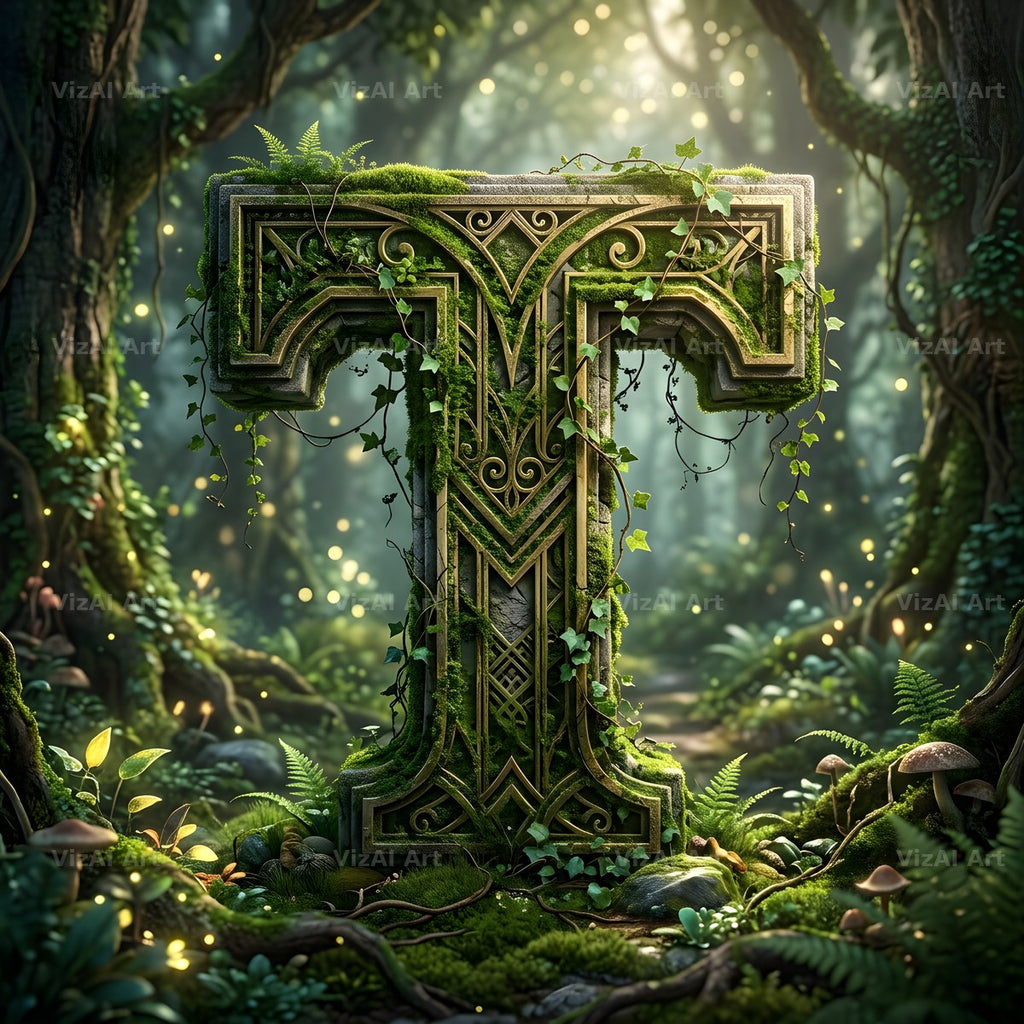 Forest Vine Canopy alphabet letter T