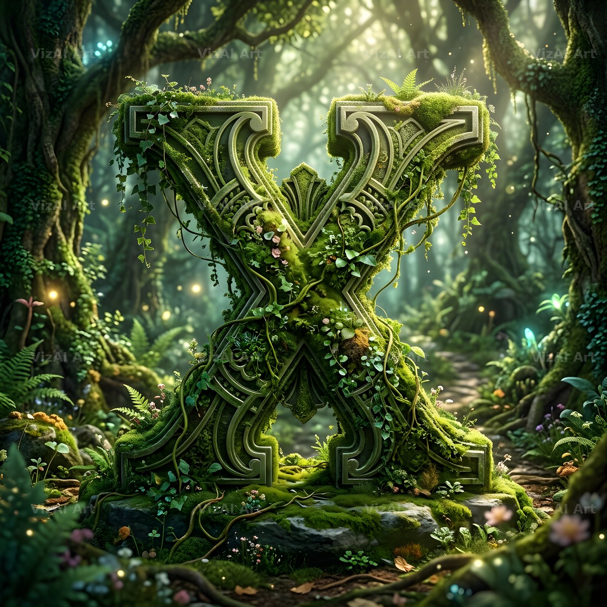 Forest Vine Canopy alphabet letter X